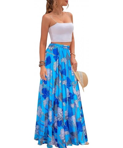 Women Full/Ankle Length Blending Maxi Chiffon Long Skirt Beach Skirt A-blue $17.60 Skirts