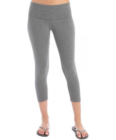 Women's Rolldown Capri Legging Style 588 Charcoal Heather Gray $32.56 Activewear