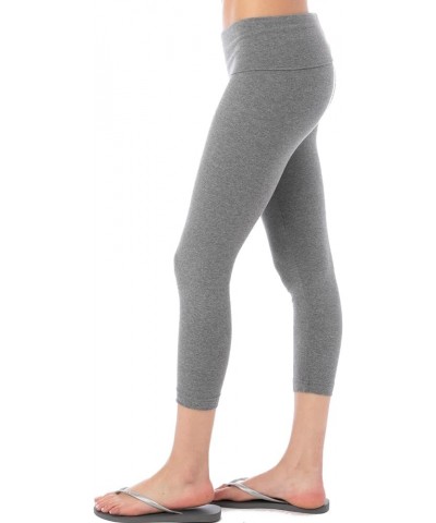 Women's Rolldown Capri Legging Style 588 Charcoal Heather Gray $32.56 Activewear