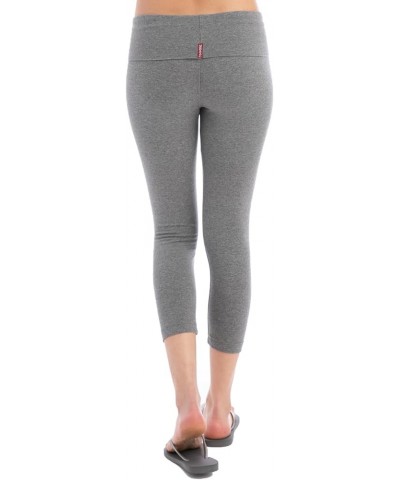 Women's Rolldown Capri Legging Style 588 Charcoal Heather Gray $32.56 Activewear