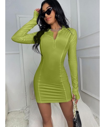 Womens Bodycon Dresses Casual Long Sleeve Sexy Party Club Mini Dress Green $9.99 Dresses