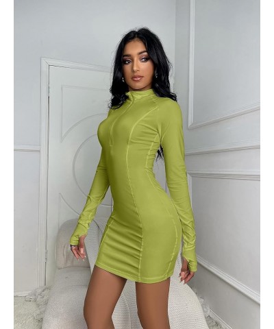 Womens Bodycon Dresses Casual Long Sleeve Sexy Party Club Mini Dress Green $9.99 Dresses