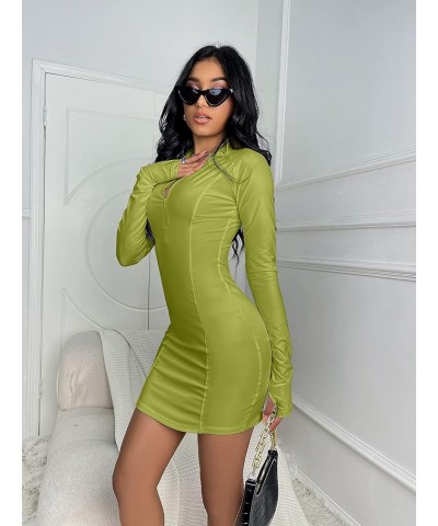 Womens Bodycon Dresses Casual Long Sleeve Sexy Party Club Mini Dress Green $9.99 Dresses