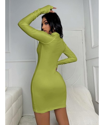 Womens Bodycon Dresses Casual Long Sleeve Sexy Party Club Mini Dress Green $9.99 Dresses