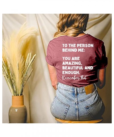 You Matter to The Person Behind Me T-Shirt Women Casual Short Sleeve V-Neck Shirts Tops Inspirational Graphic Tee Pink $11.87...