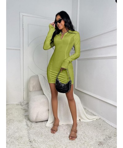 Womens Bodycon Dresses Casual Long Sleeve Sexy Party Club Mini Dress Green $9.99 Dresses