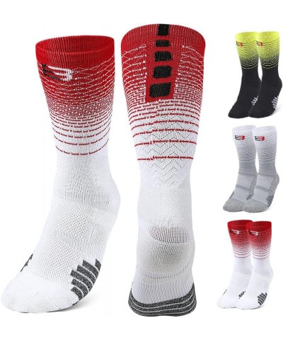 Athletic Socks, [3 Pairs] Sports Crew Cushion Socks for Men's Women's Youth Boys Girls Thicken Thermal Ski Socks Grey /Yellow...