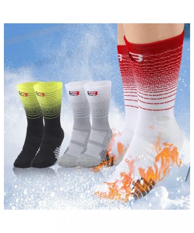 Athletic Socks, [3 Pairs] Sports Crew Cushion Socks for Men's Women's Youth Boys Girls Thicken Thermal Ski Socks Grey /Yellow...