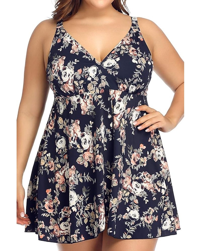 Women's Swimdress Plus Size Swimwear One Piece Swimsuit Floral Print Bathing Suit Anna $26.09 Swimsuits