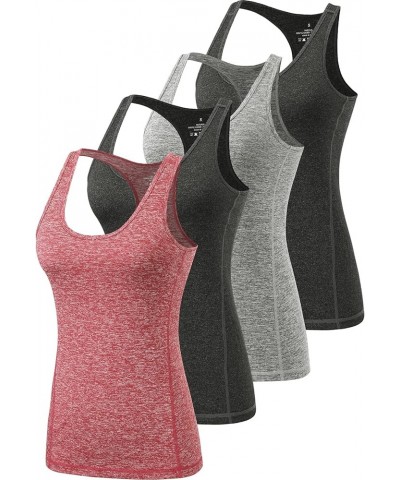 Workout Tank Tops for Women Racerback Athletic Tanks Running Exercise Gym Tank Top - 4 Packs 4 Pack - Black/Gray/Black/Wine R...