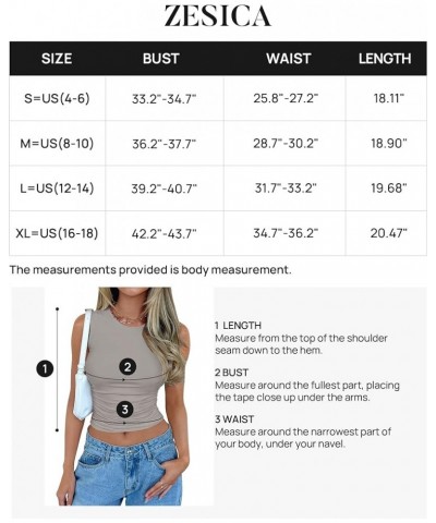 Womens Summer Tank Tops 2024 Sleeveless Crewneck Knit Slim Fitted Side Ruched Casual Basic Shirt Smoke $11.59 Tanks