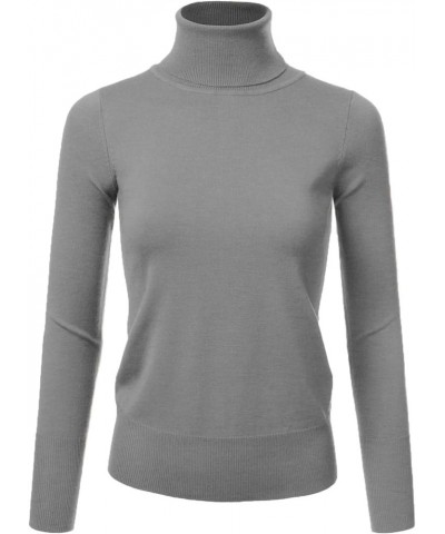 Stretch Soft Knit Sweater Turtle Neck Long Sleeve Casual Lightweight Pullover Sweater for Womens with Plus Size Awoswl0161_ch...