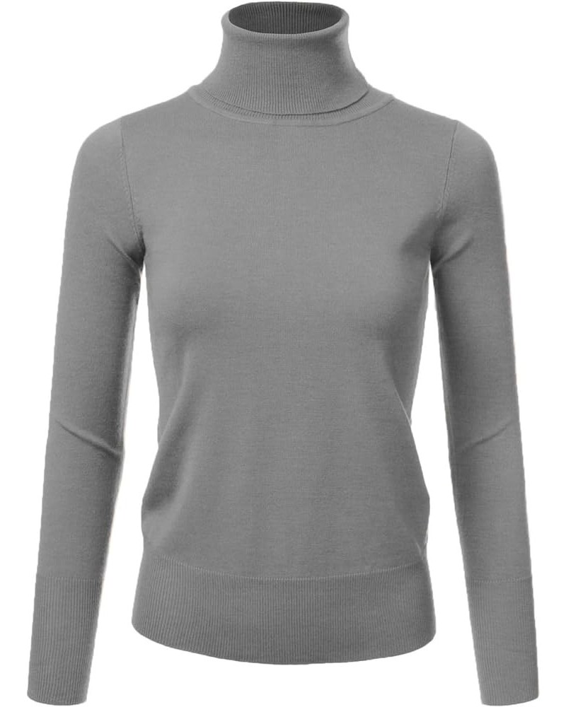 Stretch Soft Knit Sweater Turtle Neck Long Sleeve Casual Lightweight Pullover Sweater for Womens with Plus Size Awoswl0161_ch...