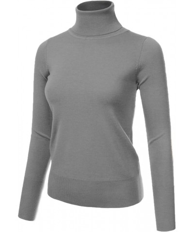 Stretch Soft Knit Sweater Turtle Neck Long Sleeve Casual Lightweight Pullover Sweater for Womens with Plus Size Awoswl0161_ch...