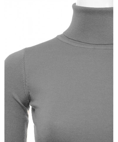 Stretch Soft Knit Sweater Turtle Neck Long Sleeve Casual Lightweight Pullover Sweater for Womens with Plus Size Awoswl0161_ch...