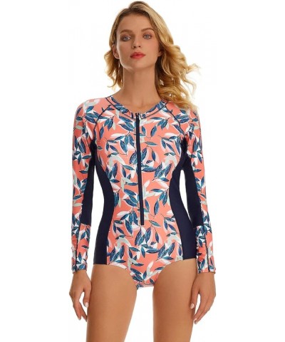 Long Sleeve Swimsuit Women UPF 50+ One Piece for Womens Athletic Swim Wear Bathing Suit 1-pink $16.32 Swimsuits