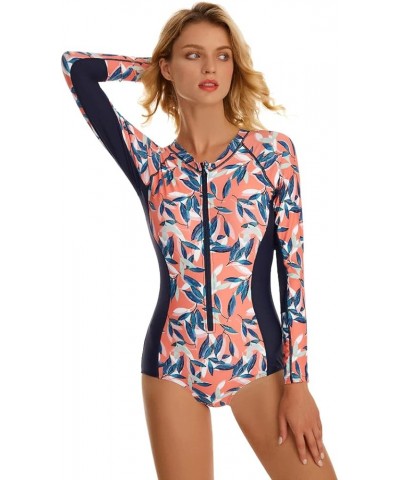 Long Sleeve Swimsuit Women UPF 50+ One Piece for Womens Athletic Swim Wear Bathing Suit 1-pink $16.32 Swimsuits