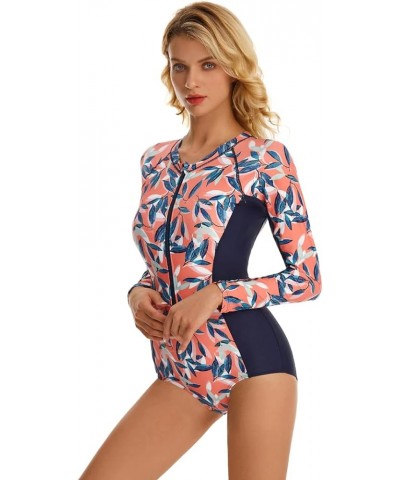 Long Sleeve Swimsuit Women UPF 50+ One Piece for Womens Athletic Swim Wear Bathing Suit 1-pink $16.32 Swimsuits