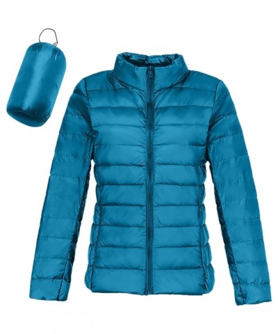 Women's Hooded Packable Puffer Jackets Winter Lightweight Warm Down Coats Trendy Slim Fit Windproof Duck Down Outwear 02-blue...