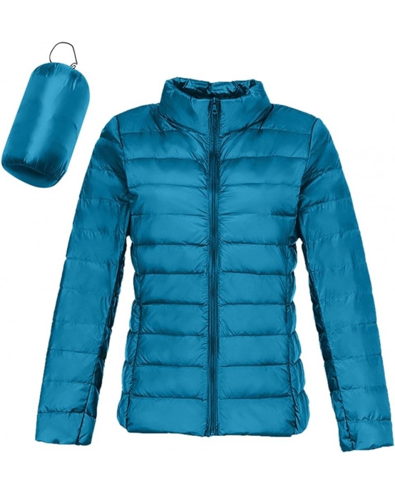 Women's Hooded Packable Puffer Jackets Winter Lightweight Warm Down Coats Trendy Slim Fit Windproof Duck Down Outwear 02-blue...