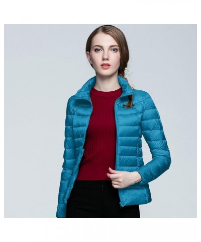 Women's Hooded Packable Puffer Jackets Winter Lightweight Warm Down Coats Trendy Slim Fit Windproof Duck Down Outwear 02-blue...