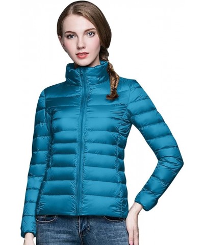 Women's Hooded Packable Puffer Jackets Winter Lightweight Warm Down Coats Trendy Slim Fit Windproof Duck Down Outwear 02-blue...