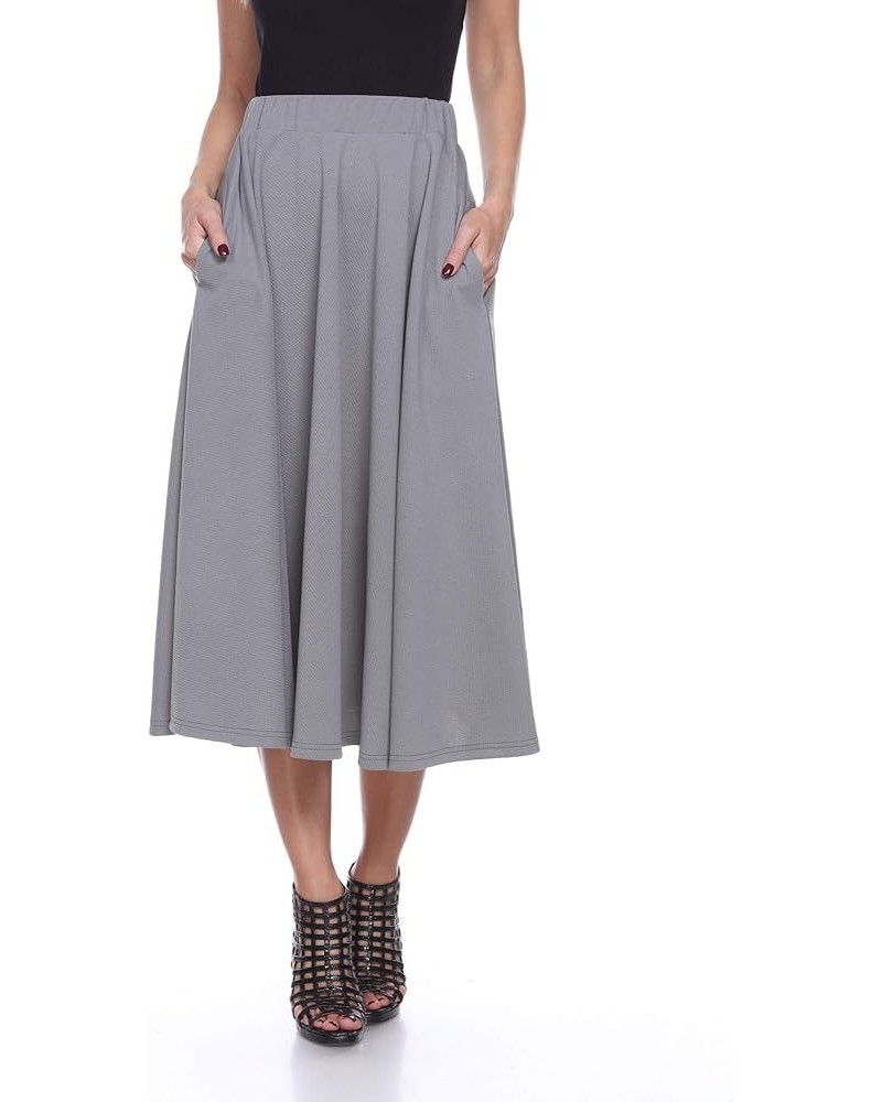 Women's Flared Midi Skirt with Pockets Gray $17.68 Skirts