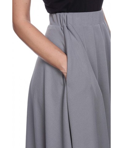 Women's Flared Midi Skirt with Pockets Gray $17.68 Skirts