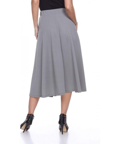 Women's Flared Midi Skirt with Pockets Gray $17.68 Skirts