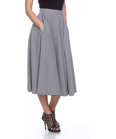 Women's Flared Midi Skirt with Pockets Gray $17.68 Skirts