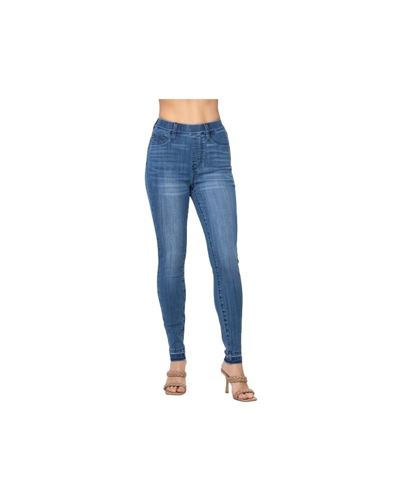 Women's High Waist Release Hem Pull On Skinny Jeans 88746 Medium Blue $27.28 Jeans