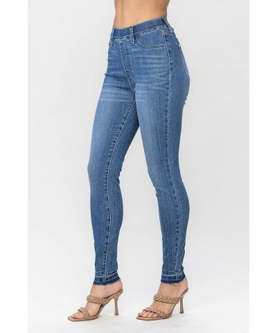 Women's High Waist Release Hem Pull On Skinny Jeans 88746 Medium Blue $27.28 Jeans