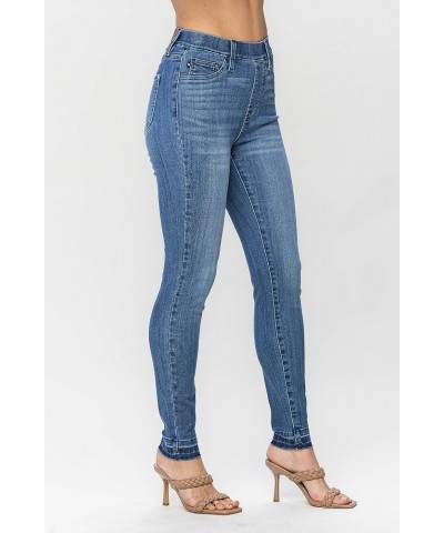 Women's High Waist Release Hem Pull On Skinny Jeans 88746 Medium Blue $27.28 Jeans