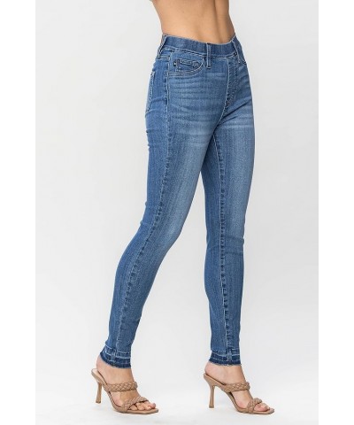 Women's High Waist Release Hem Pull On Skinny Jeans 88746 Medium Blue $27.28 Jeans