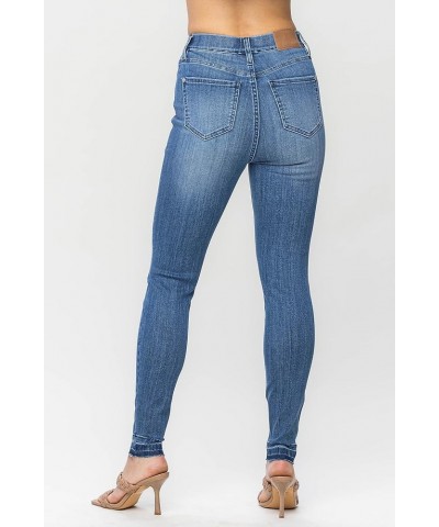 Women's High Waist Release Hem Pull On Skinny Jeans 88746 Medium Blue $27.28 Jeans