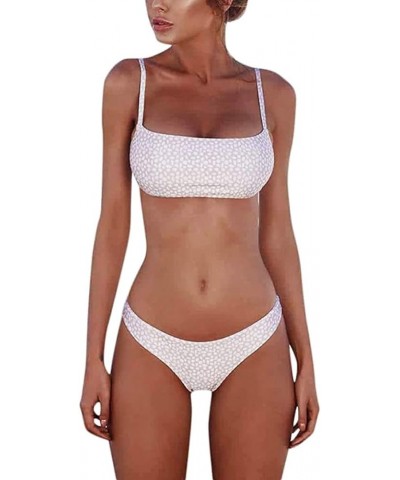 Bikini Set Swimsuits for Women Low Waisted Two Piece Swimwear with Brazilian Push up Top Cheeky Bottom Bathing Suits Pink Whi...