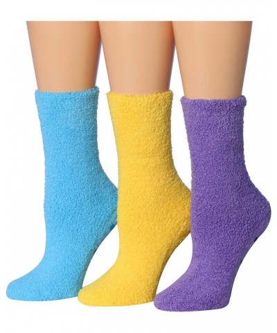 Women's 3 & 6-Pairs Cozy Microfiber Soft Anti-Skid Fuzzy Crew Socks Slipper Pastel Harmony 3-pair $13.33 Socks