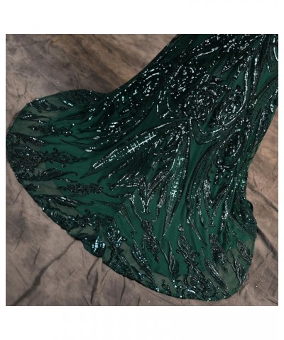 Women's Bateau Long Sleeves Sequins Mermaid Evening Dress Green-2 $63.00 Dresses