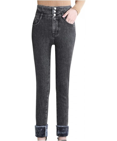 Fleece Lined Jeans Women,Womens Fleece Lined Jeans Winter Warm Thermal Jeans Thicken Skinny Stretch Denim Pants Tights Z2-gre...