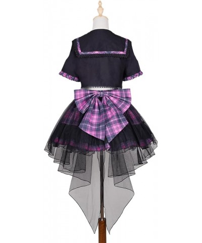 Women's Short Sleeved Sailor Collar Black Purple Plaid Dress Dress Suit Jacket+skirt $26.20 Suits