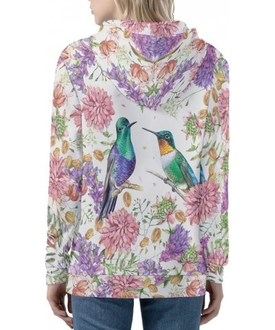 Women's Zip Up Long Sleeve Oversized Drawstring Hoodie Hooded Sweatshirt Pullover Top with Pockets Hummingbird Floral $17.37 ...