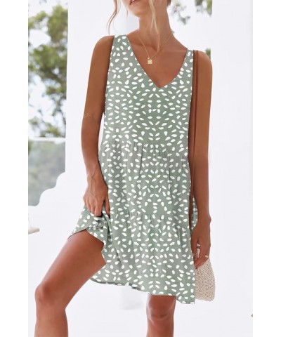 Women's Summer Casual Dress Sweet & Cute V-Neck Mini Dress with Pocket Sleeveless Dress D Green Spot $20.48 Dresses