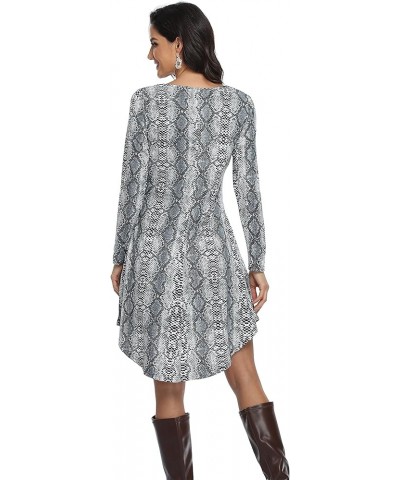 Women's Casual T Shirt Dresses Long Sleeve Loose Swing Dress with Pockets Irregular Hem-snake Print $10.56 Dresses