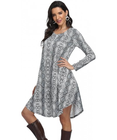 Women's Casual T Shirt Dresses Long Sleeve Loose Swing Dress with Pockets Irregular Hem-snake Print $10.56 Dresses