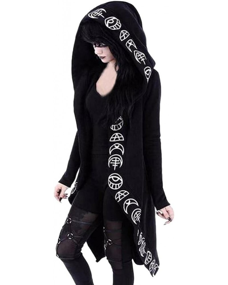 Womens Gothic Hooded Jackets Coats Cardigan Black Vintage Moon Printed Punk Goth Hoodie Plus Size Sweatshirt, black $16.06 Ho...