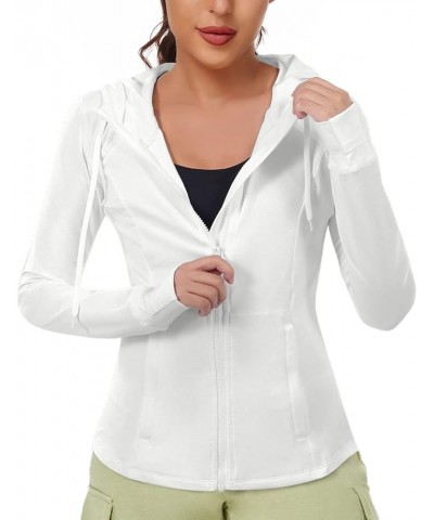 Women's Full Zip Up Workout Hoodie Athletic Running Track Jacket X-Small White $17.15 Jackets