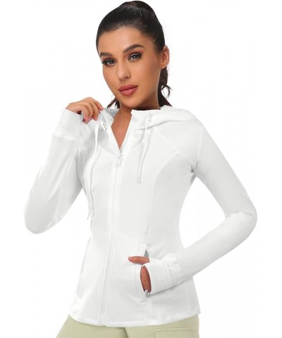 Women's Full Zip Up Workout Hoodie Athletic Running Track Jacket X-Small White $17.15 Jackets