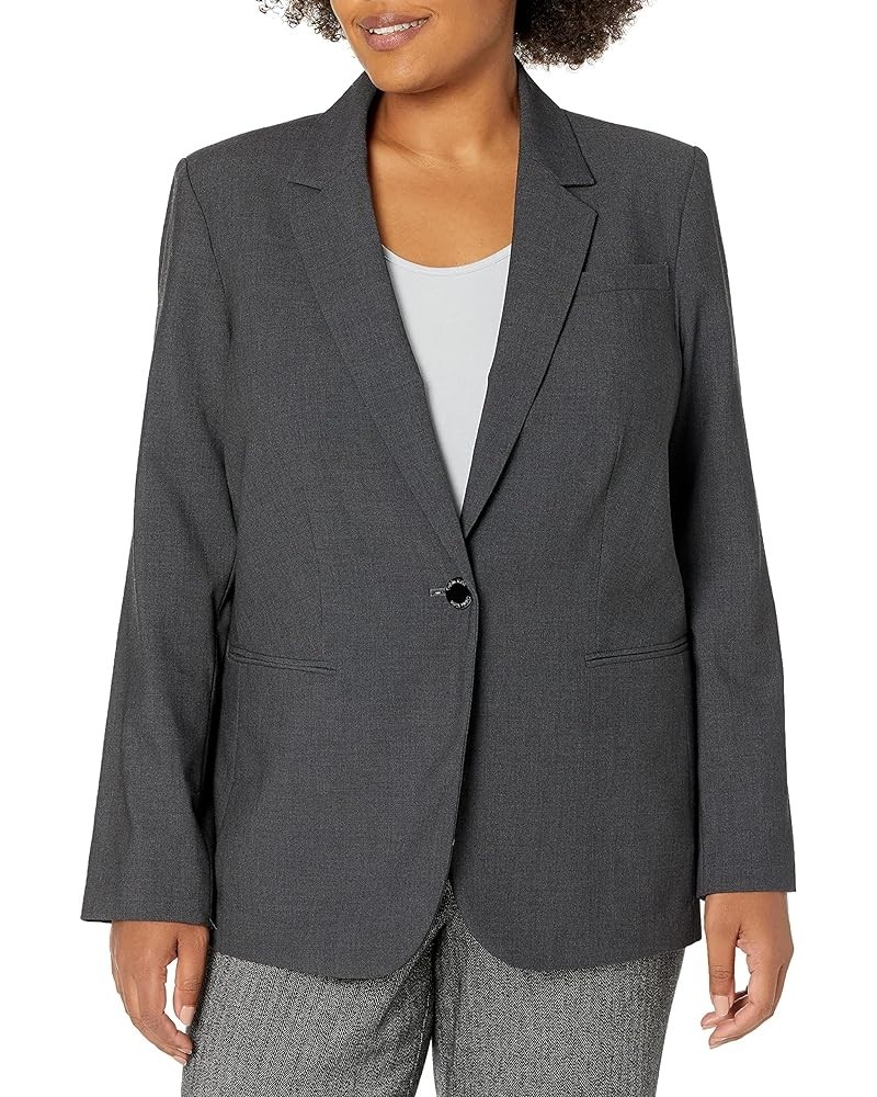 Women's 1 Button Flap Pocket Jacket Grey $34.30 Blazers