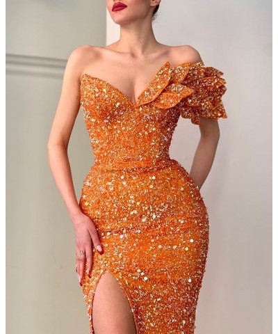 One Shoulder Sequin Prom Dresses Mermaid Strapless Bodycon Formal Party Evening Gown Wine Red $42.62 Dresses