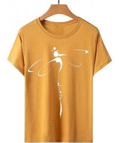 Short Sleeve Shirt for Women Relaxed Fit Crew Neck Tops Feather Graphic Summer Comfy Tunic Lightweight Sweatshirt Tee N*yello...